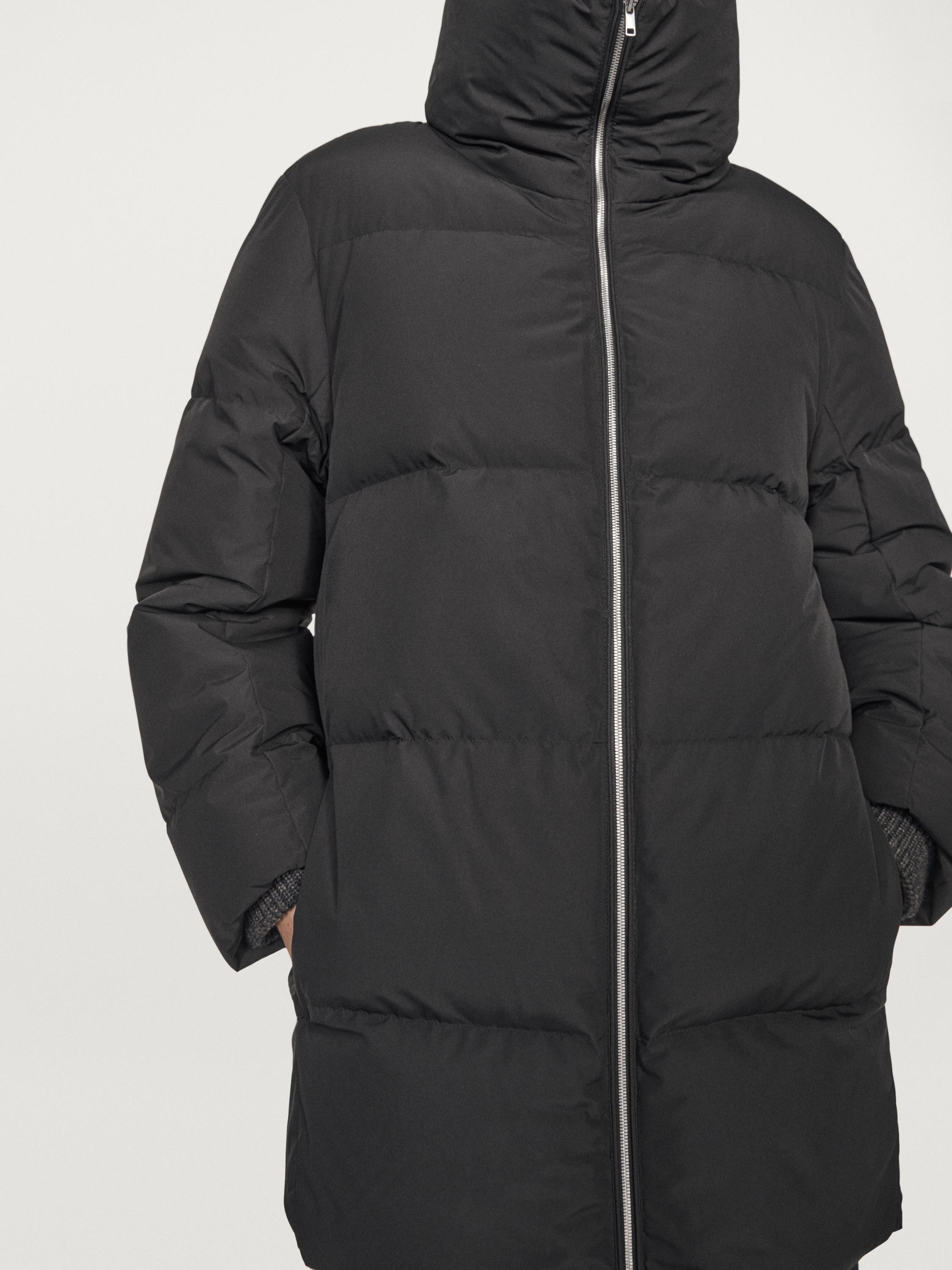 Water-repellent puffer jacket with scarf detail